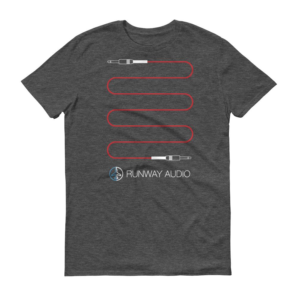 Red Instrument Cable on Gray T-Shirt