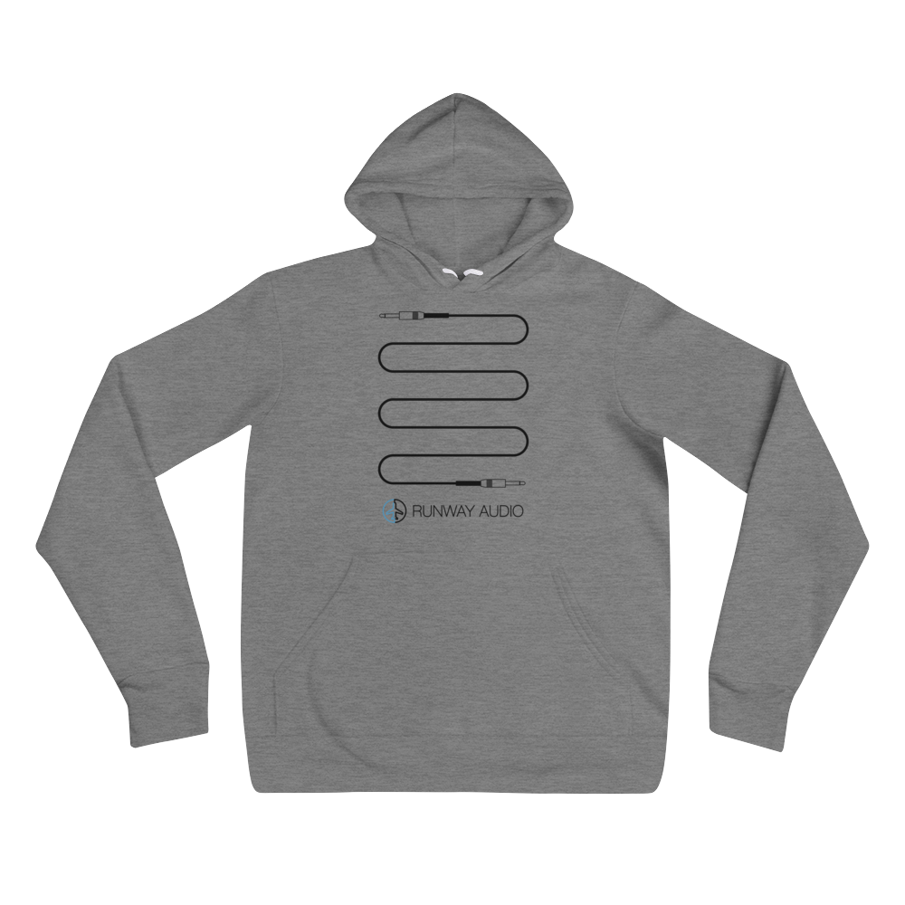 Black Custom Electric Guitar Cable on Gray Hoodie